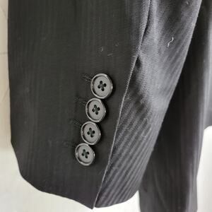 Bachrach Mens Jacket 40L Black Three Button Striped Sports Coat Pocket 100% Wool